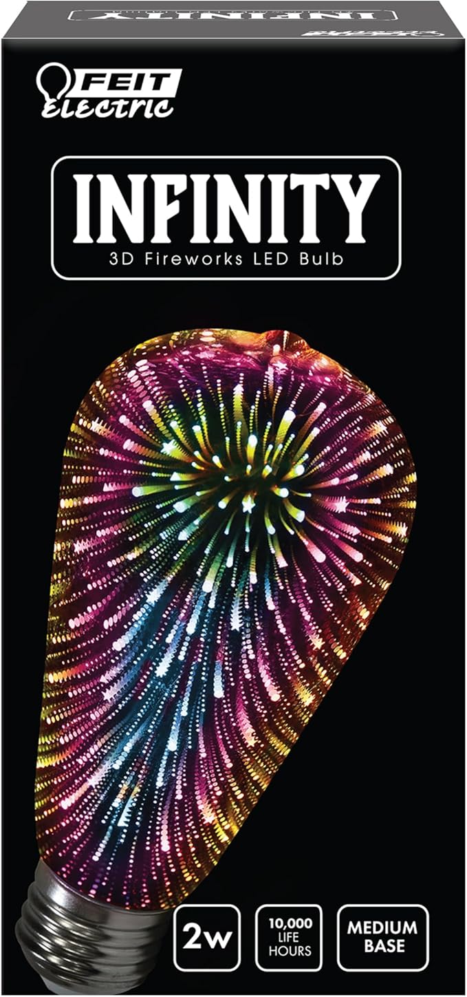 Feit Electric Infinity 3D Fireworks LED Light Bulb, ST19 LED Bulb, ST19/PRISM/LED,1 Count (Pack of 1), Multicolor