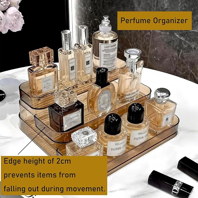 Perfume Stand Organizer - 3 Tier Fragrance Storage Shelf - Figure Lotion Skincare Display Stand Shelves, Spice Vitamins Medicine Bottles Holder, Dessert Table Sturdy Rack for Kitchen Bathroom Countertop Cabinet Vanity Makeup Cosmetics Skincare