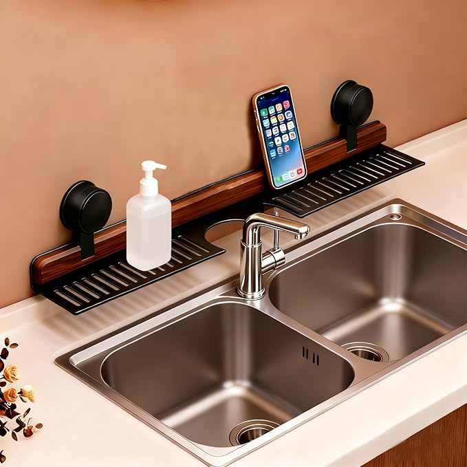 Bathroom Storage Shelves Floating,Modern Kitchen Organizer Faucet Shelf,No Mounted Shower Sink Caddy Organizers,Toothbrush soap Rack (White, 16 inch)