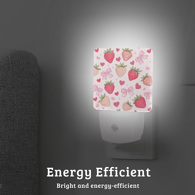 Groovy StrawberryNight Light,Nightlight Lamp with Dusk to Dawn Sensor for Home Indoor Stairway Kitchen Corridor, Decorative Night Lights Plug Into Wall for Boys Girls Women Men Room Gifts