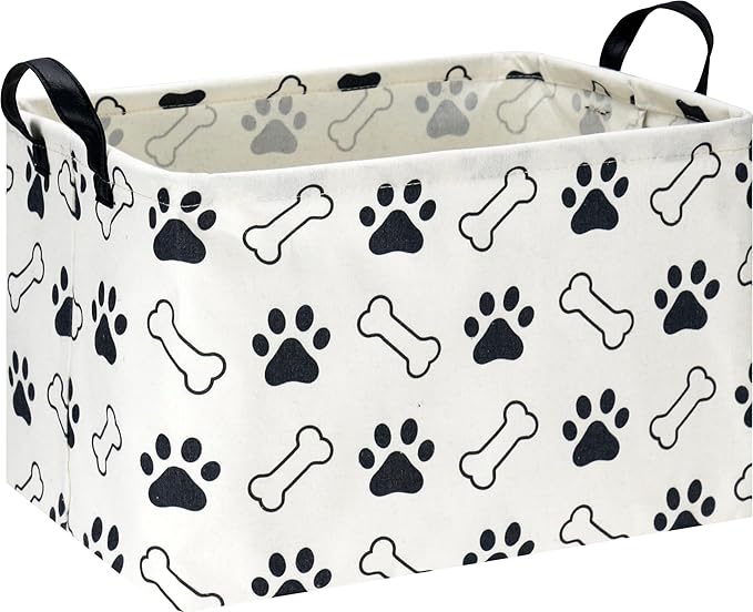 NTAOHAMPER Waterproof PE Coating Puppy Storage Bin with Handles,Doggy Collapsible Gift Basket,Kids Toys/Books Box,Room Decor(Paw)