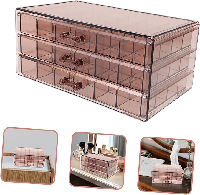 Transparent Jewelry Display Box Compartments for Earrings and Necklaces Organizer for Makeup and Jewelry Storage Design for Vanity Bathroom Countertop