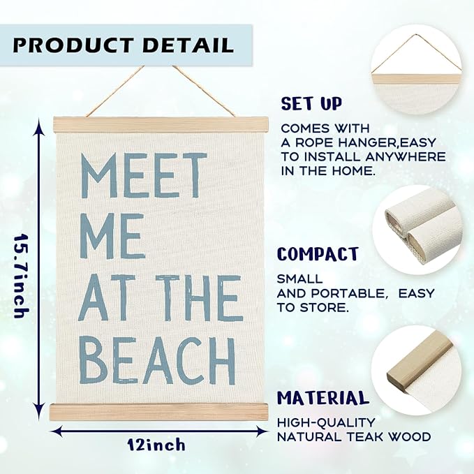 RYYCDOI Coastal Cowgirl Beach Room Decor Set of 2, Aesthetic Seashell Wall Decor, Blue Beach Decor for Teen Girls Room, 12x16 Inches