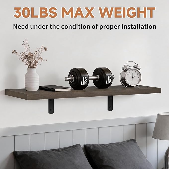 Easy Install Floating Shelves, 15.7 Inch Wall Mounted Wood Shelf,Hanging Shelf for Home Decor, Books and Storage, Small Organizer for Bedroom, Bathroom, Kitchen, Set of 3, Vintage Brown