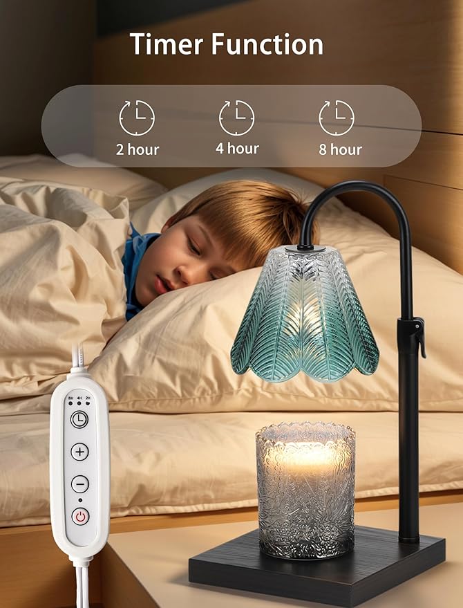 Candle Warmer Lamp with Timer & Dimmer, 2 Bulbs, Height Adjustable, Fit All Size Jar Scented Candles, Safe Aromatherapy Light for Sleep, Work, Yoga, Bedroom, Office, Gift (Teal)