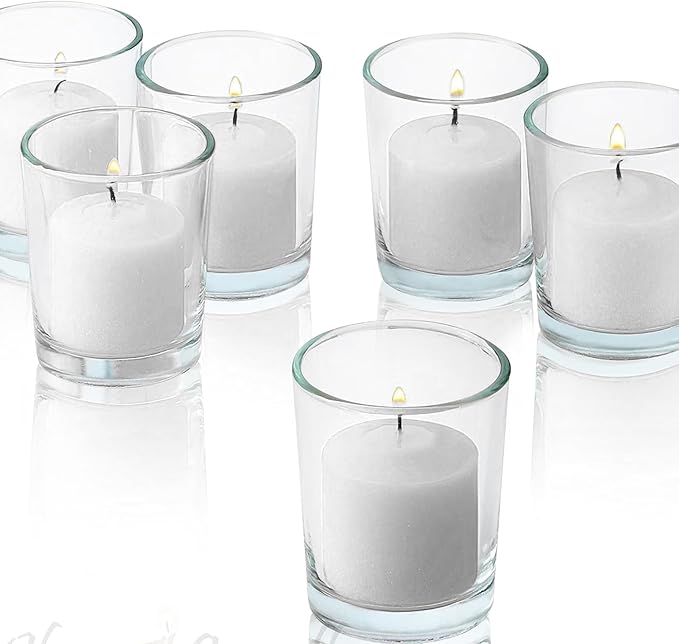 Fresh Linen Scented Votive Candles, Set of 12-1.25" Wax Candles for Home, Scented 10 Hour Burn Time - Aromatherapy, Spa Ambiance, Table Centerpieces & Home Décor