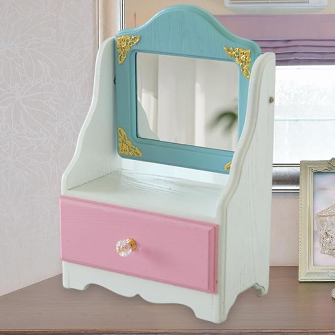 Desktop Makeup Mirror with Drawer Cosmetic Organizer for Skincare