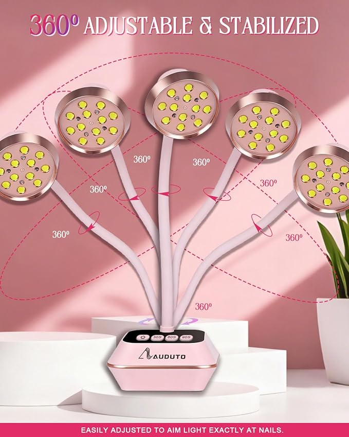 UV LED Nail Lamp for Gel Nails Polish, Flash Cure 36W Rechargeable Cordless Gooseneck Mini Nails Light, Quick Dryer with Timers Smart Sensor Ambient Lighting, Home DIY & Professional