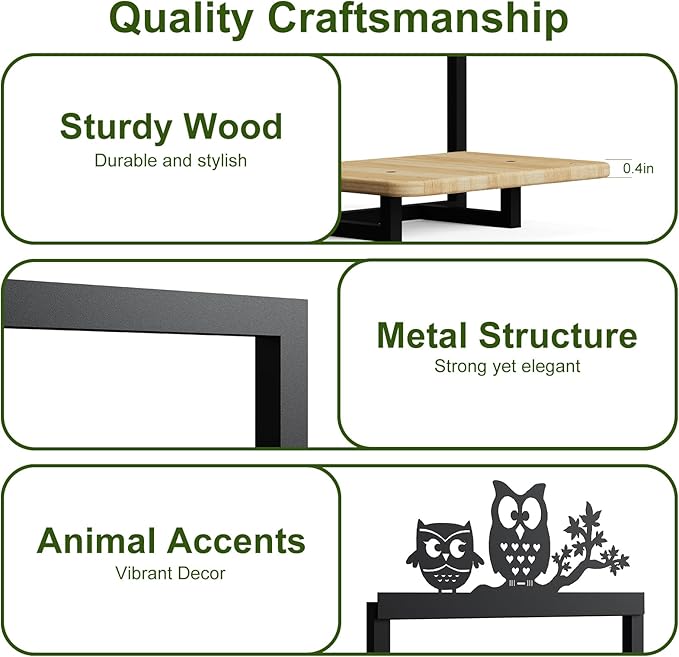 Shineled Wall Planter for Indoor Plants 2 Pack, Wall Mounted Plant Holder for Small Plants, Floating Wall Shelf for Plants, Real Oak Wood, Magnetic Animal Decor, Home Wall Decor (OWL)