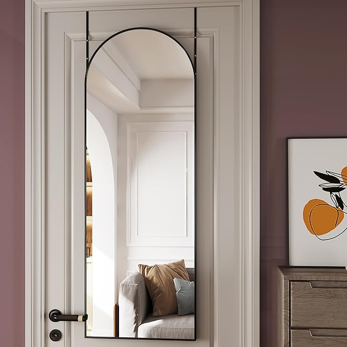 Protylctaster Over The Door Mirror Full Length Mirrors Door Hanging,19"x51"Door Mirror Full Length,Mirrors Wall Mounted(Black)