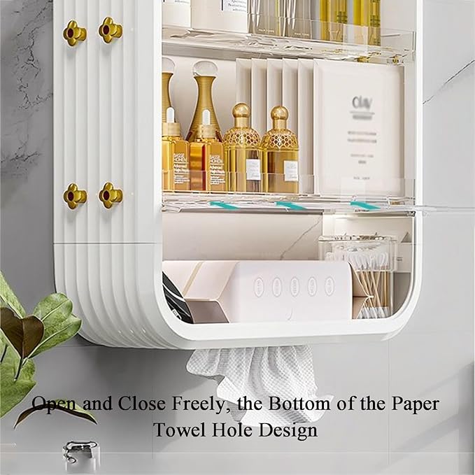JATIBOSH Wall-Mounted Makeup and Skincare Organizers Cosmetic Storage Box for Bathroom, Living Roomand Bedroom, Wall Floating Shelves Organizer Transparent Multi-Function Floating Rack