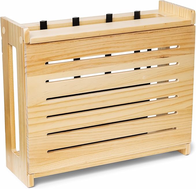 Wooden WiFi Router Storage Box - Standard Wall Mountable Decorative Modem Shelf Hider Cover with Cable Management System - Rustic Home Organization Solution for Most Routers Up To 11" Tall - Pine