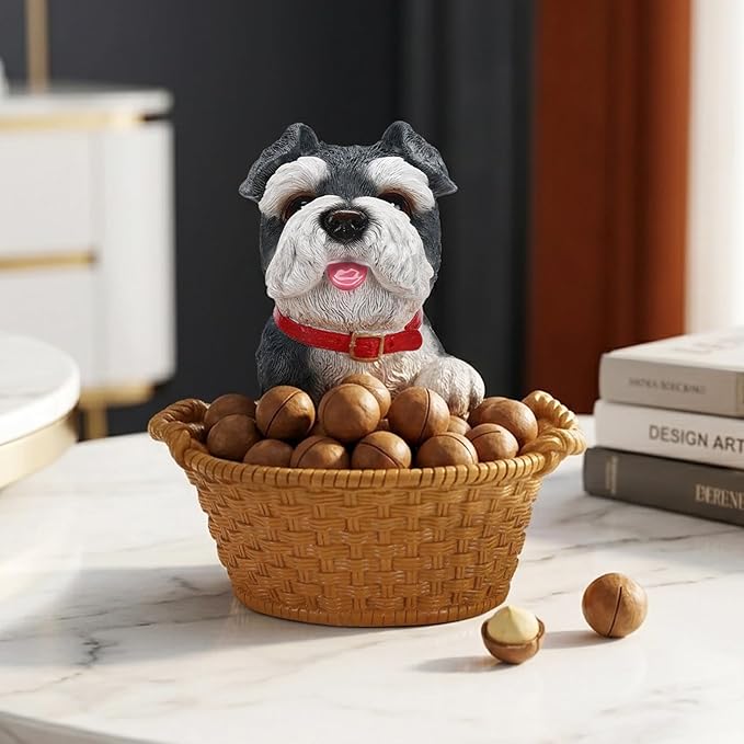 Dog Resin Storage Basket, Desktop Organizer for Remote & Keys, Cute Home Decor Tray, Ideal present for Pet Lovers.(Miniature Schnauzer)