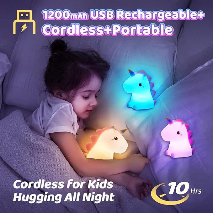 One Fire Unicorn Night Light for Kids, 16 Colors & Remote Control Baby Night Light, Rechargeable Unicorn Lamp, Cute Gifts for Kids Gifts Teen Girl Gifts