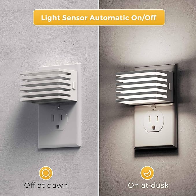 L LOHAS LED Night Lights Plug into Wall, 2 Pack Modern Night Light with Dusk to Dawn Sensor, Dimmable Plug in Night Light, Adjustable Brightness, 5000K White for Bedroom Bathroom Hallway
