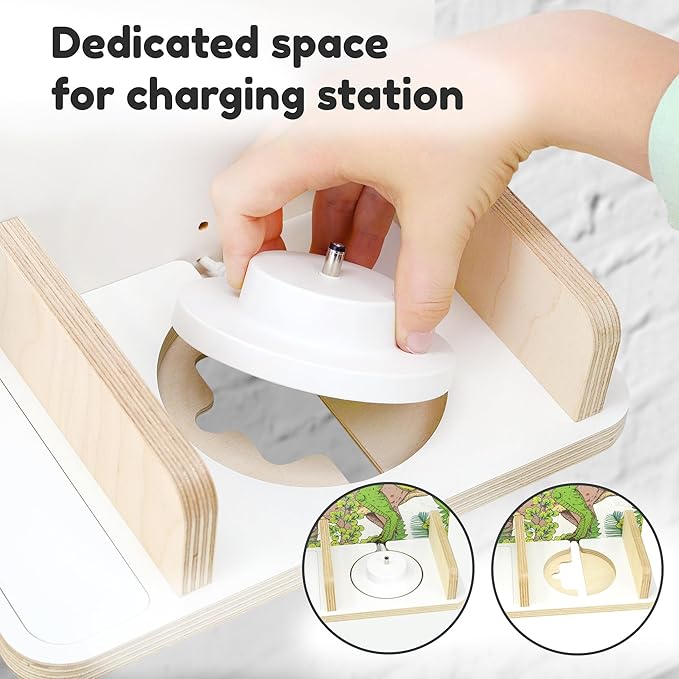 stadtecken Wooden Shelf for Music Box I Suitable for The Toniebox and Tonies I Perfect Storage in The Children's Room I for Setting up or Hanging (Dinomania, Medium)