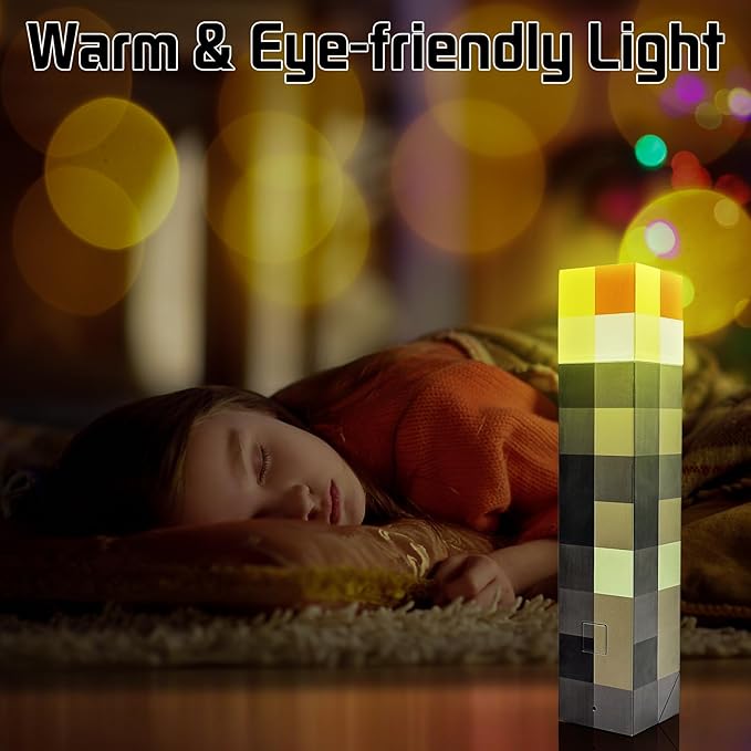 AIDYVOI Light-up Wall Torch Lamp, 7-Color Night Light, Rechargeable Night Lamp, Hand Held & Wall Mountable Table Light, Costume Cosplay Nightstand Lamp for Room Decor for Boys, Brown