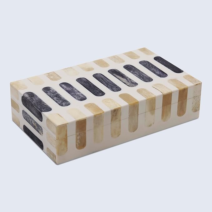Handicrafts Home Decorative Storage Box 10x6 – Remote Organizer Box with Lid, Modern Decorative Keepsake Box, Boho Shelf Décor, Memory Box for Photos or Letters, Decorative Box for Table Décor