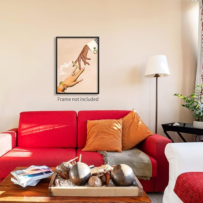 rumlud Beige Vintage Abstract Canvas Poster Modern Surreal Trippy Wall Art Unique Eclectic Prints for Bed Living Room Gallery Wall Decor 08x10 inch Unframed