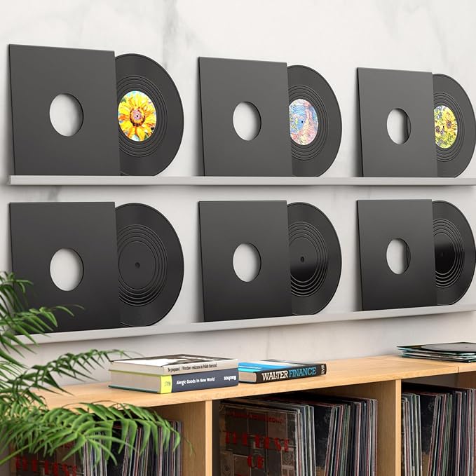 Facmogu 12PCS Blank Vinyl Records, 7 Inch Fake Vinyl Records Decor for Wall Aesthetic, Disco Hip Hop Rock 70s 80s 90s Retro Decor, Vintage Blank Records Props for Music Party Wedding Artist Studio