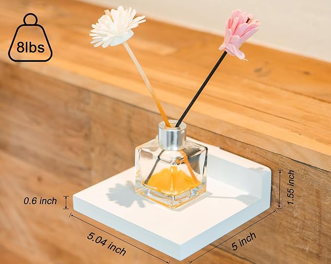 QsQueen Small Floating Shelves Mini Shelves Hanging Display 5 Inch Wall Shelf for Bathroom Livingroom Bedroom,3 Pack, with 2 Types of Installation, Great for Room Decor