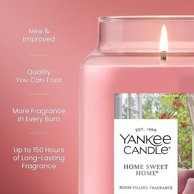 Yankee Candle Home Sweet Home Scented Candle, 22oz Large Jar, Up to 150 Hour Burn Time, Giftable (Pack of 4)