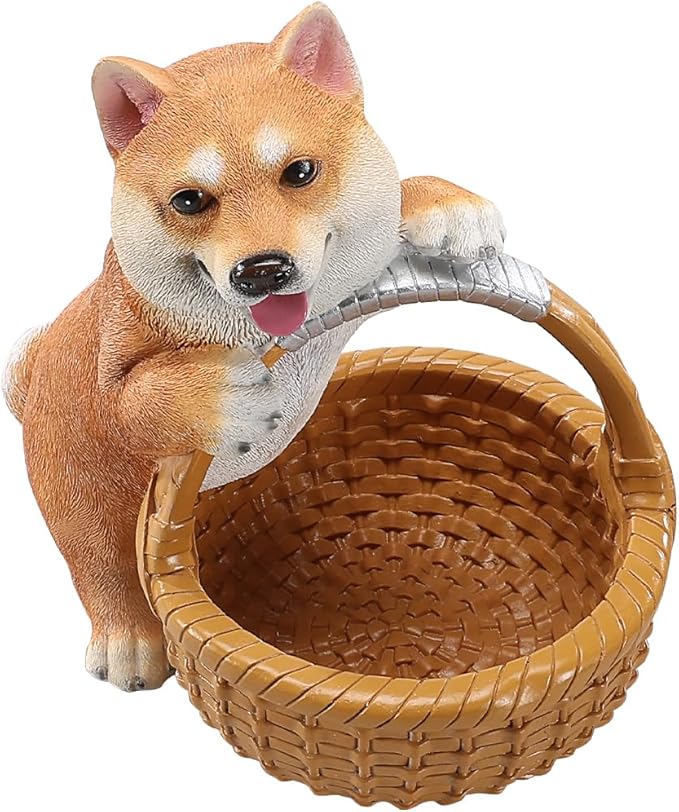 Dog Resin Storage Basket, Desktop Organizer for Remote & Keys, Cute Home Decor Tray, Ideal present for Pet Lovers.(Shiba Inu)