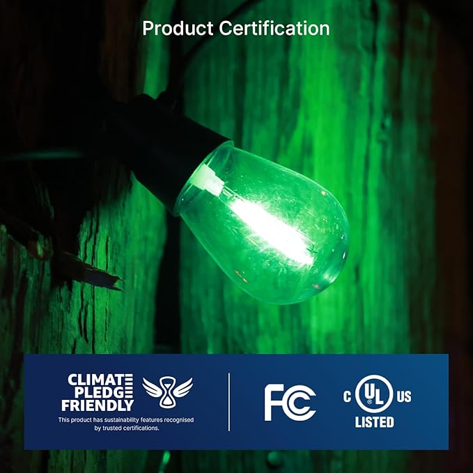FLSNT 48 Pack S14 Colored LED String Light Bulbs, Waterproof Outdoor Replacement Bulbs, E26 Base, CRI80, Red/Green/Blue/Warm White