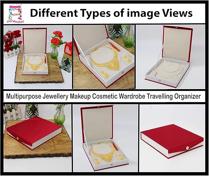 atorakushon Satin Maroon 1 Piece Jewellery Box Make Up Box Necklace Pouches Earrings Studs Organizer Box for Travelling Organizer For Women And Girls