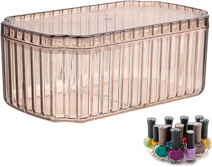 ANZAGA Makeup Storage,Jewelry Box Makeup Case Organizer - Portable Jewelry Display Case 3 Layer Stackable Case for Women Necklaces Rings Watches Bracelets