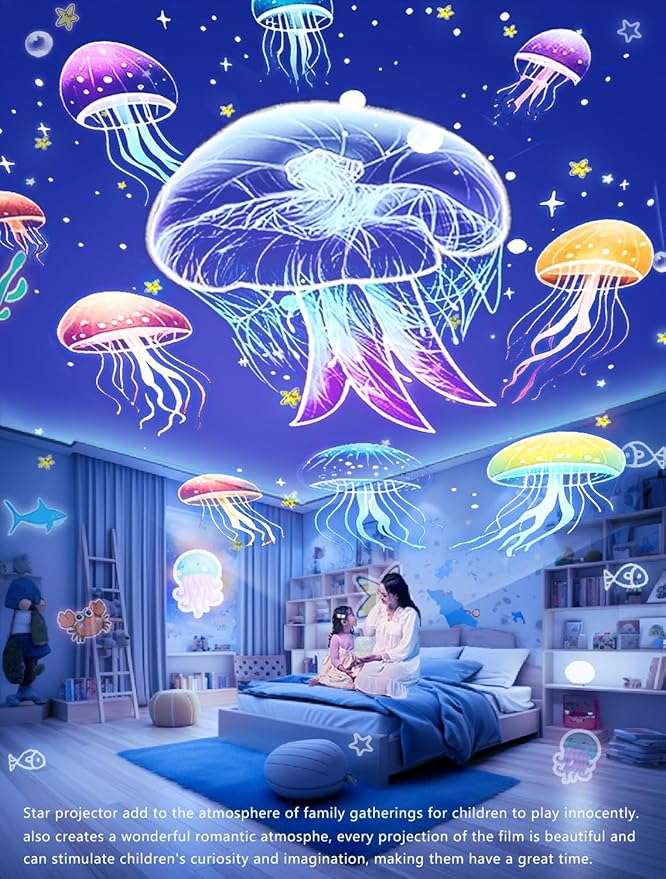 21 Sets of Films, Projector Night Light for Kids Bedroom, Baby Projector for Ceiling, Star Galaxy Night Lights with 360° Rotation Dimmable for Kids Baby Girls, Birthday, Christmas, Nursery, Room Decor