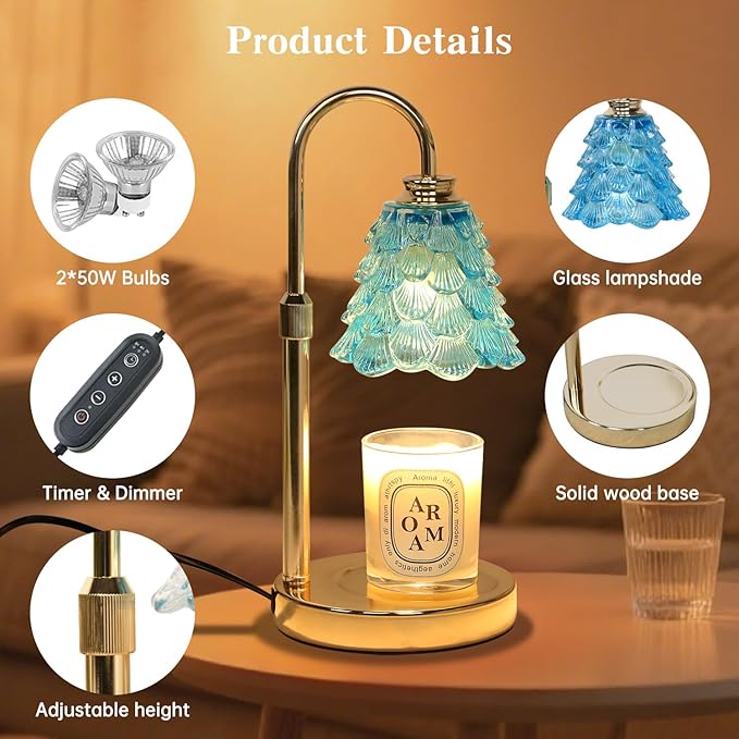 GEEZO Fragrance Candle Warmer Lamp，Electric Candle Warmer with Timer & Dimmer，Mom Christmas Birthday Gifts for Women, House Warming Gifts New Home Bedroom Decor