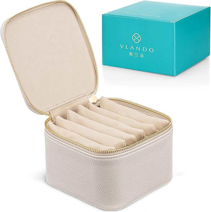 Vlando Make up Bag for Travel and Small Jewelry Case for Girl Gift,Earrings Necklace Ring Box