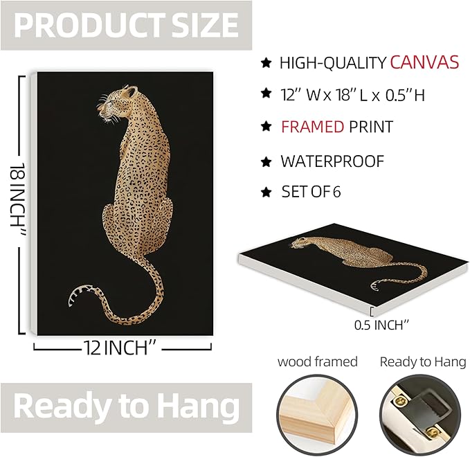 ZxXzkwpP Black Cheetah Print Room Decor Poster, Trendy Red Fashion Leopard Print Wall Art Aesthetic Lucky 8 Ball Poster Coquette Preppy Y2k Red Funky Art For Bedroom (Black 12x18x6 Framed)