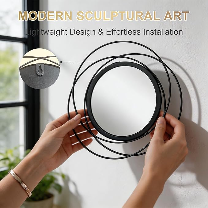 4 Piece Gold Round Wall Mirror Set Modern Metal Circle Home Decor for Living Room Bedroom Entryway 11/9 Inch Decorative Mirrors Minimalist Wall Art for Home