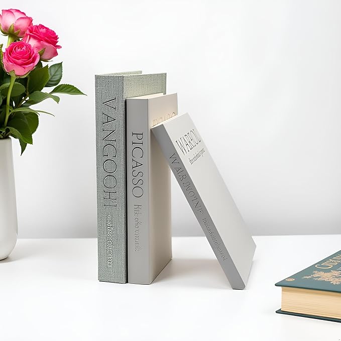 Set of 3 Decorative Books - Linen Faux Fake Books for Decor Aesthetic, Decorative Book for Coffee Table,Bookshelf,Office Table, Home Decor, Fake Book Storage Box for Trinkets Photo-BB001-3PCS