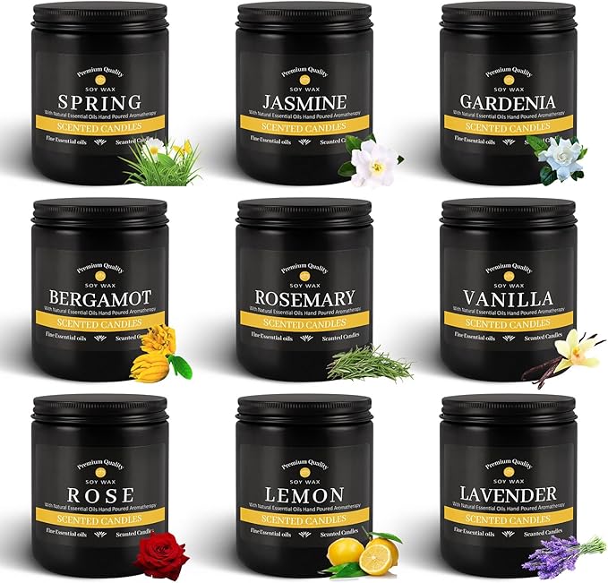 YOROXRG 9Pack Candles for Home Scented, Aromatherapy Candles Gifts Set for Men Candles Set, 63 oz 450 Hour Long Lasting Candles,Gifts for Mens Birthday,Christmas,Thanksgiving Anniversary Present