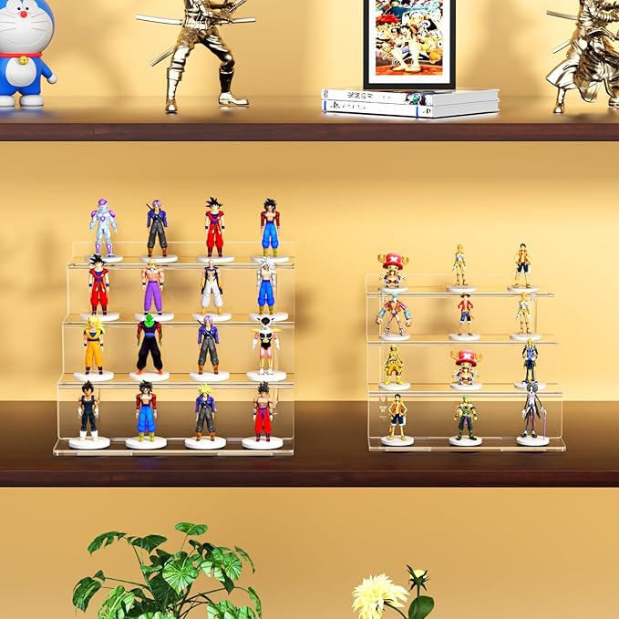 NIUBEE Acrylic Riser Display Shelf, Clear Display Stand for Amiibo Funko POP Figures,4 Tier Cupcakes Stand Perfume Organizer and Storage (12 Inch Large)