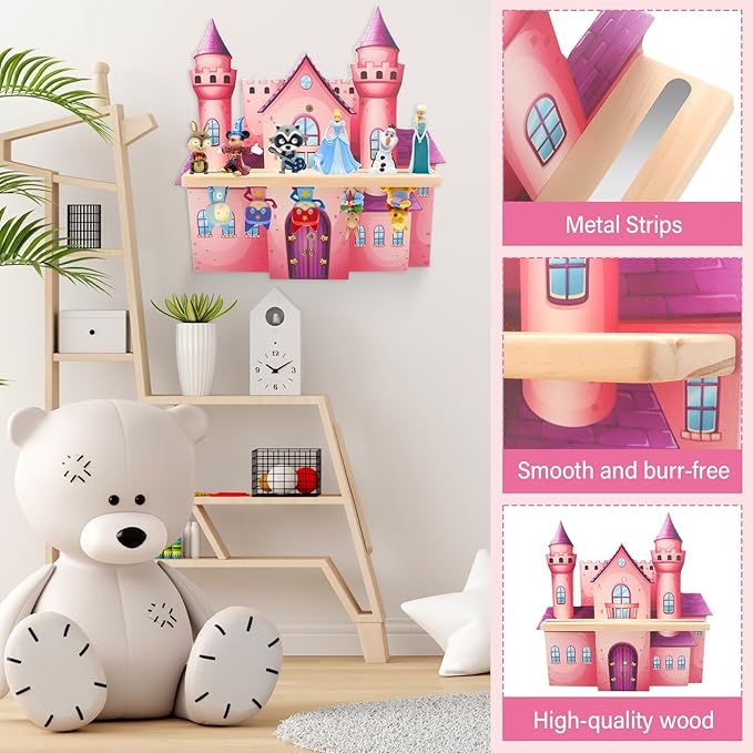 for Tonies Box Organizer Tonie Storage Shelf Wall Mounted, Magnetic Floating Shelves for Tonies Characters Display Collection 10~15 Characters (Castle)