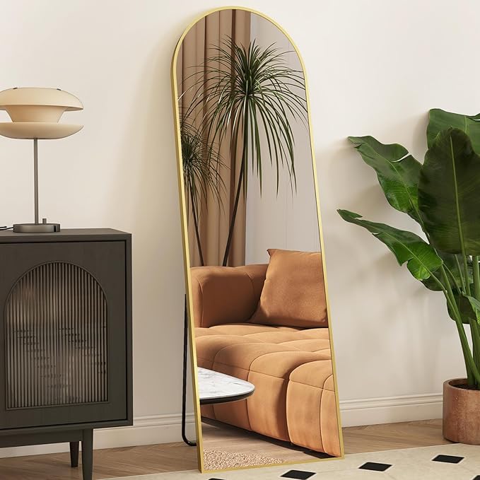 Mirror Full Length, Upgraded Body Wall Mirrors with Shatter-Proof Glass, Floor Standing, Hanging or Leaning, Tall Mirror with Stand Aluminum Alloy Frame for Bedroom