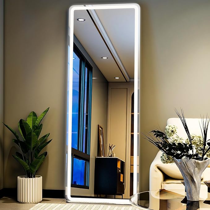 56x20 Full Length Mirror with LED Lights, LED Mirrors Full Length Floor Mirror Full Body Mirror for Bedroom Wall Mounted Free Standing