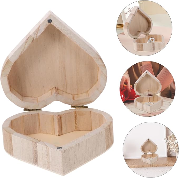 LIFKOME Vintage Heart-shaped Wooden Jewelry Box with Large Capacity for Women Makeup Organizer Case for Home Decor and Scratch Protection