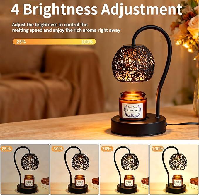 Earth Candle Warmer Lamp with Timer Dimmable, Home Decor & Gifts for Mom Women Wife, Safe Flameless Candle Warmer for Bedroom Home Decor, Wax Melt Lamp Fits All Jar Scented Candles 2 Bulbs