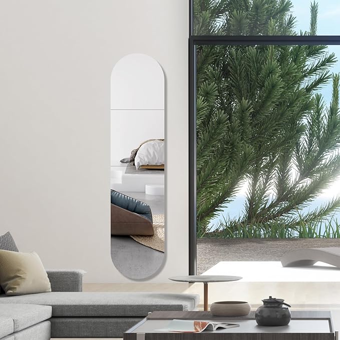 Bathroom Mirror 14 x 12 Inch, Arched Mirror Wall Mounted Frameless Self Adhesive High Clear Glass Mirrors for Firplace,Entryway,Hallway,Restroom,Salon Decor