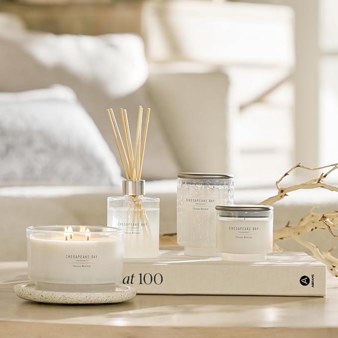 Chesapeake Bay, 14.5oz Ocean Retreat Scented Candle, Mood Evoking Fragrance, Sea Glass-Inspired Jar, Premium Soy Blend Wax with Essential Oils, Coastal Fragrance for Home Décor or Gifting