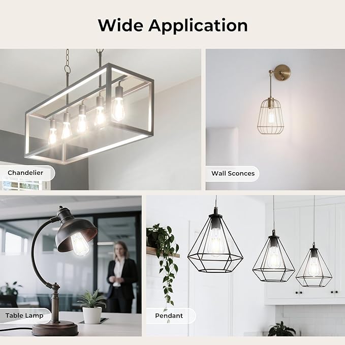 GvvooHome Dimmable Edison Bulbs, 4000K Daylight White, 6W Equivalent to 60 watt E26 LED Bulb, ST58 Vintage Light Bulbs, 600LM, 90+ CRI, E26 Base, Clear Glass, 6 Pack