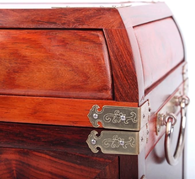 Jewelry storage box Makeup Organizers Traditional Wooden Jewelry Box Treasure Box - Oriental Style Wooden Box for Jewelry, Vintage Treasure Chest with 3 Drawer - Antique Storage Box Jewelry Case