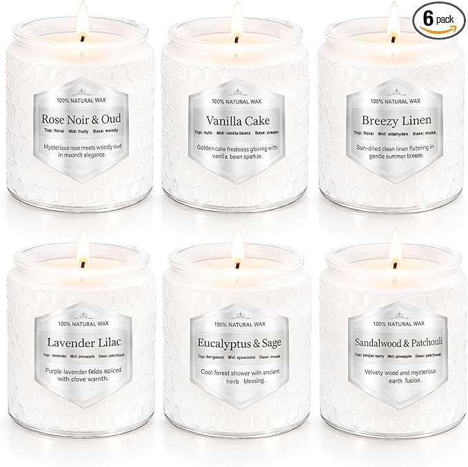 Scented Candles Gift Set for Women, 6 Pack Aromatherapy Soy Candles for Home, Long Lasting Decorative Jar Candles for Birthday, Relaxation, Self Care