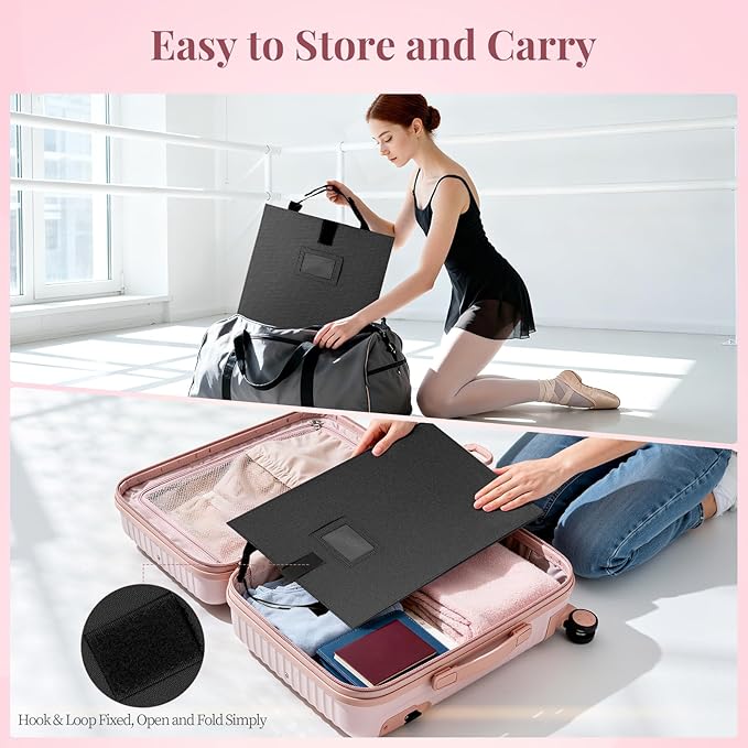 Shinowa Foldable Portable Full Length Mirror for Dancer, Camping and Travel, Shatter-Proof Acrylic Hanging Mirror with Handle, 33x13 Inch Full Body Travel Backstage, Black
