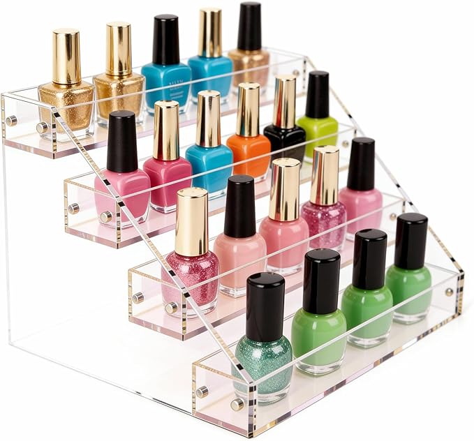 Acrylic Perfume Stand Organizer, 12 Inch 4 Tier Display Stand, Skincare and Makeup Organizer for Vanity, Cologne Stand for Dresser